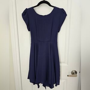 Navy Mini Dress with Cap Sleeves, Size Small
